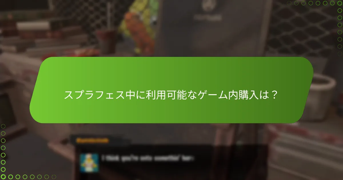 スプラフェス中に利用可能なゲーム内購入は？